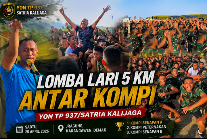 Screenshot_20260425-114721.Files by Google Prajurit Yon TP 937 Satria Kalijaga mengikuti lomba lari 5 kilometer antar kompi di Jragung, Karangawen, Demak.